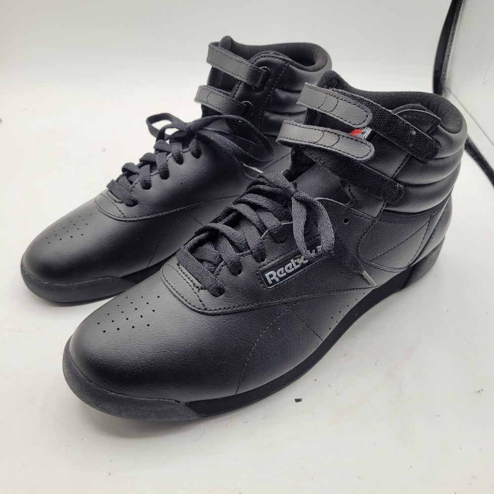 Reebok Freestyle HI High Top Classic Black Leather Women's Sneakers Size 12 - Picture 3 of 8